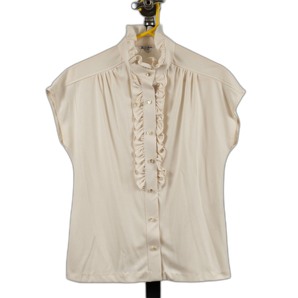 Vintage 70s Mardi Modes ruffle button down blouse size 12